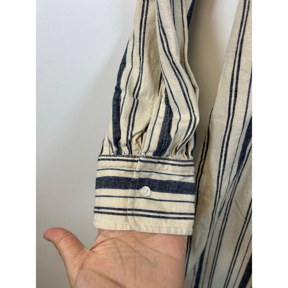 NILI LOTAN Tangier Galabia Dress New Moroccan Stripe 3 Print Linen blend Size M - Picture 8 of 13